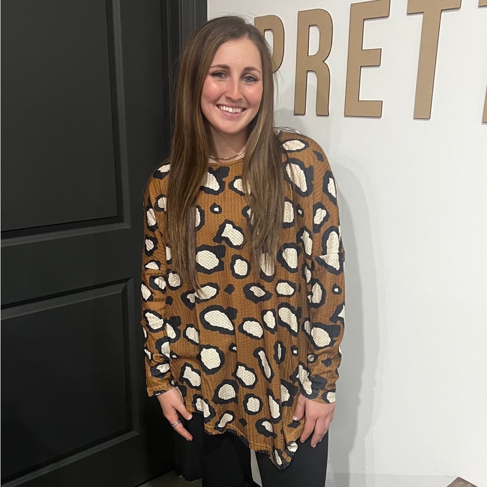Umgee Brown and Black Leopard Print Tunic